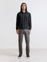 Polo manches longues col boutonné noir