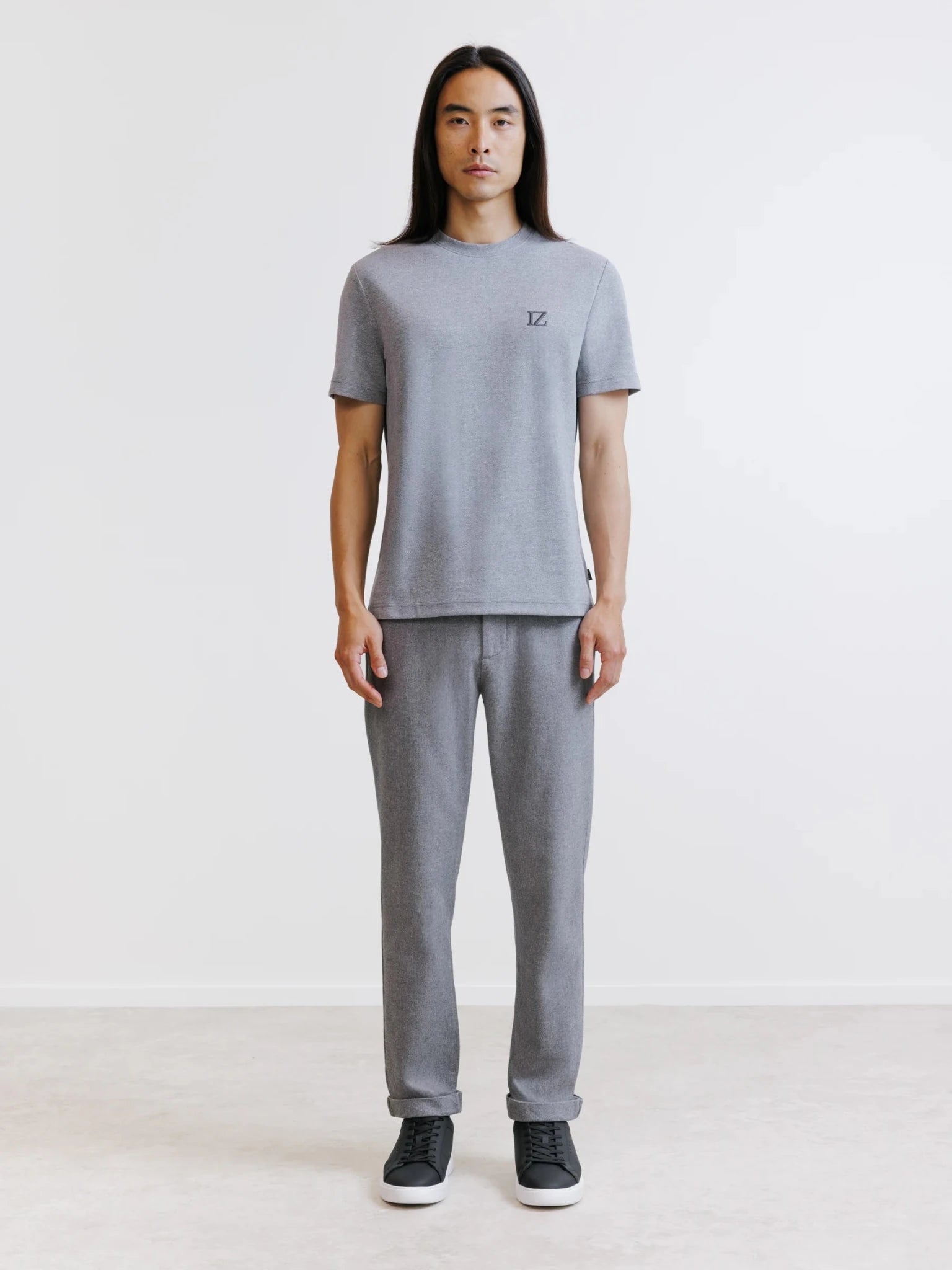 Grey marl herringbone T-shirt