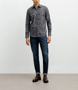 Navy floral print casual shirt