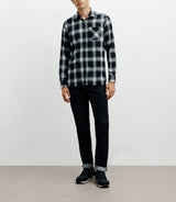 Chemise casual à petits carreaux marine