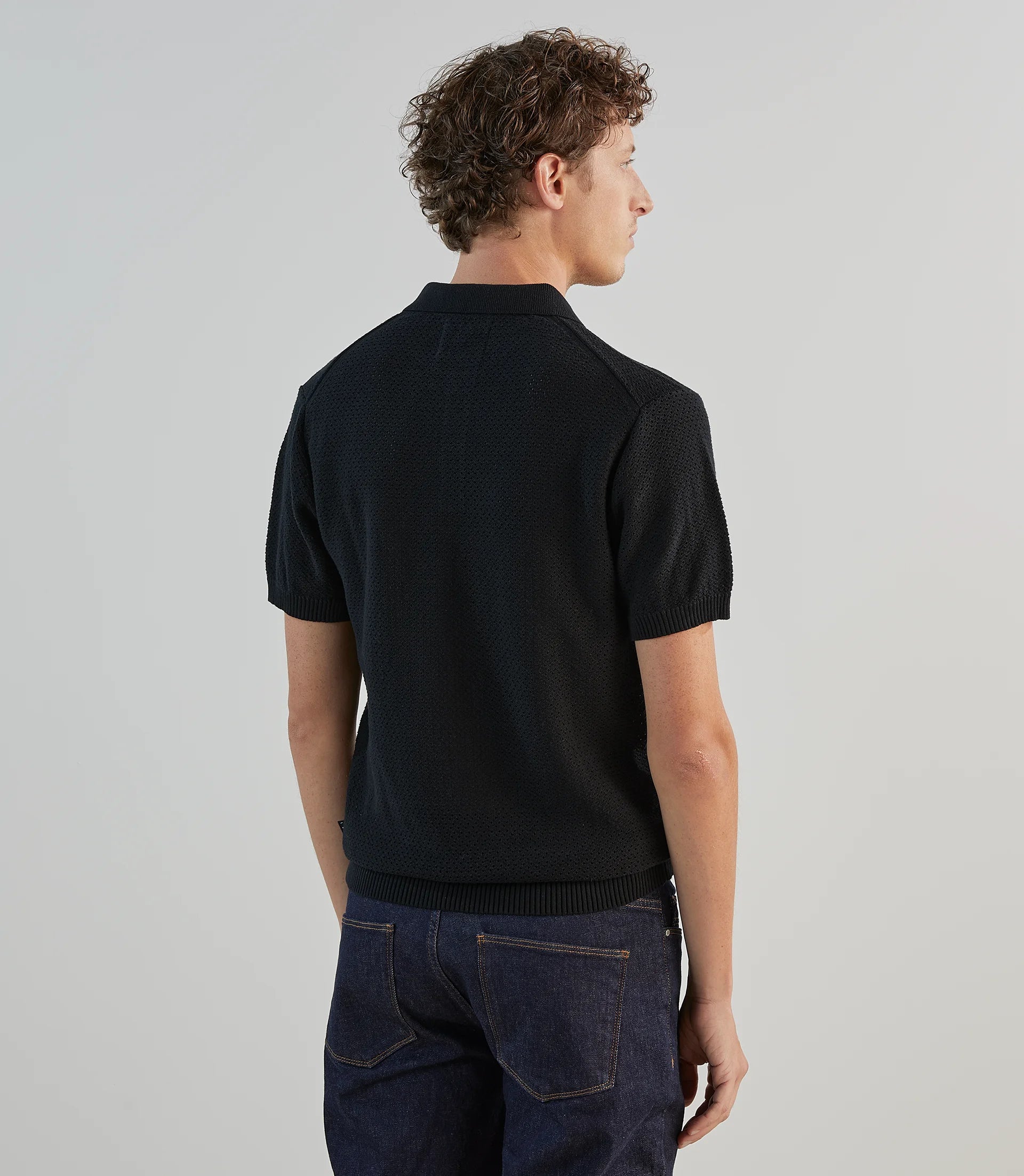Polo col boutonné noir - IZAC