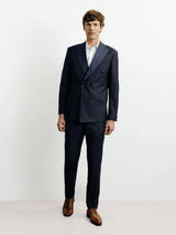 Navy double-breasted suit