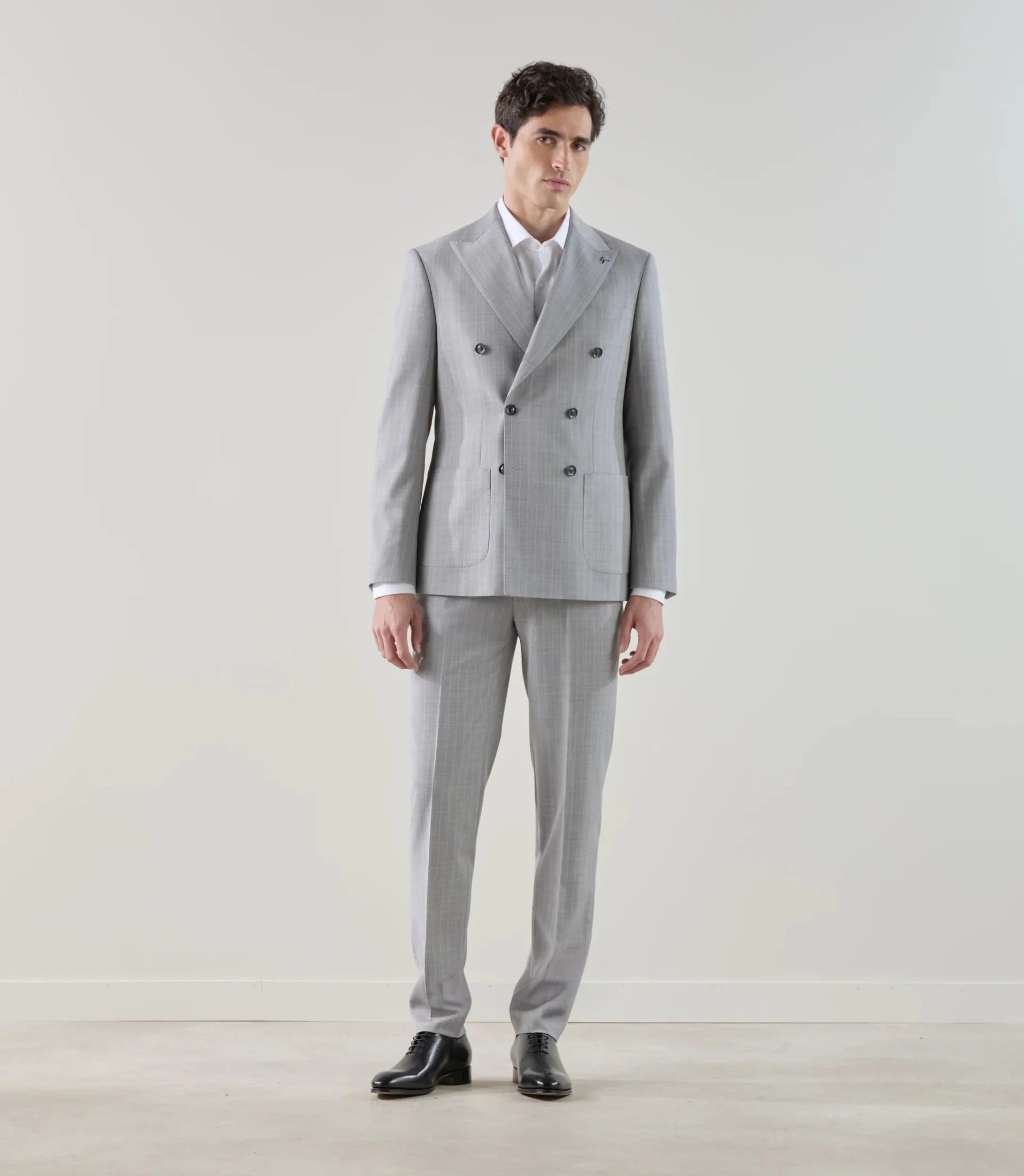 Costume croisé en laine mélangée gris - IZAC