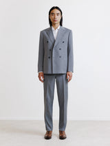 Costume croisé rayé gris