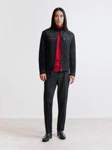 Blouson motard en suède noir