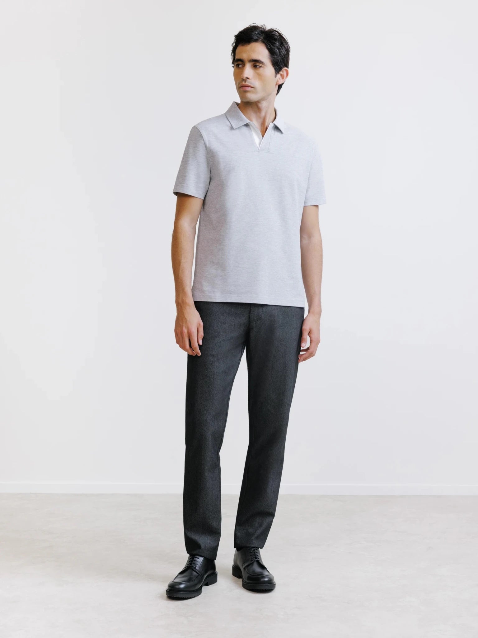Polo col ouvert gris chiné - IZAC