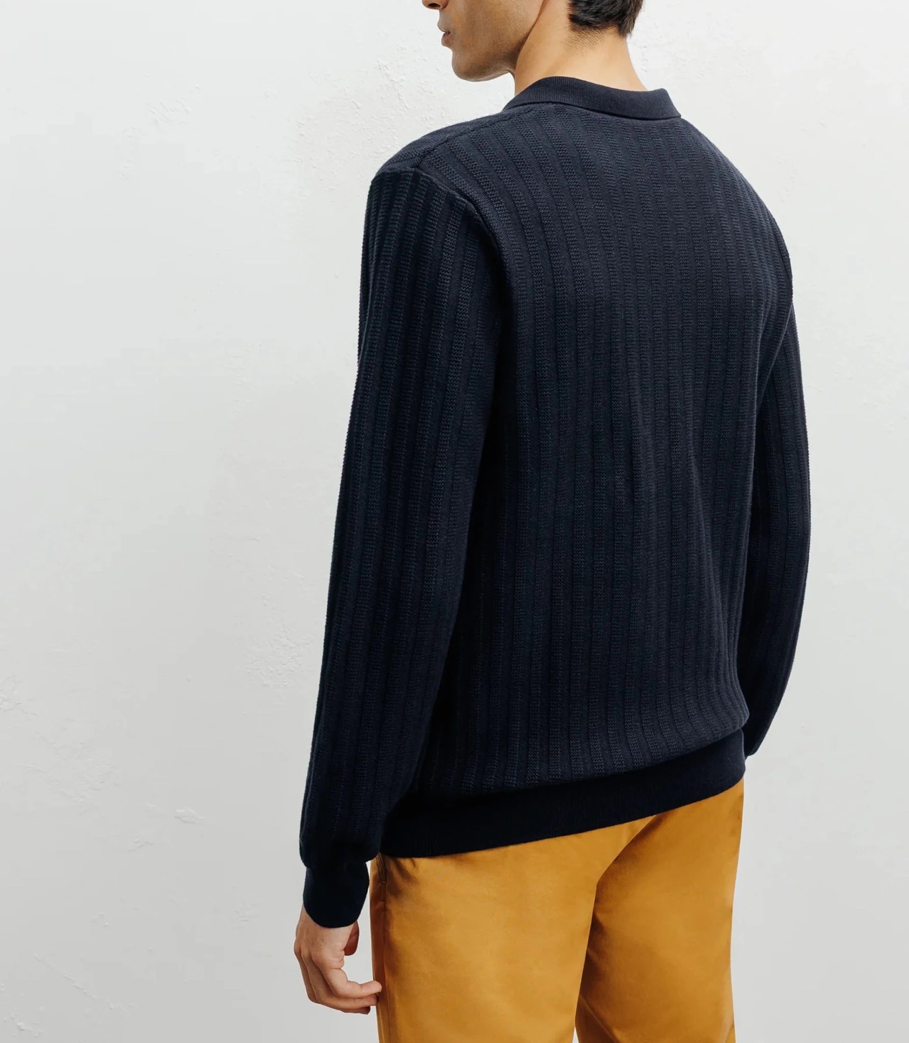 Open polo-neck sweater navy