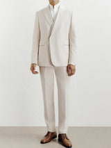 Ecru double-breasted suit