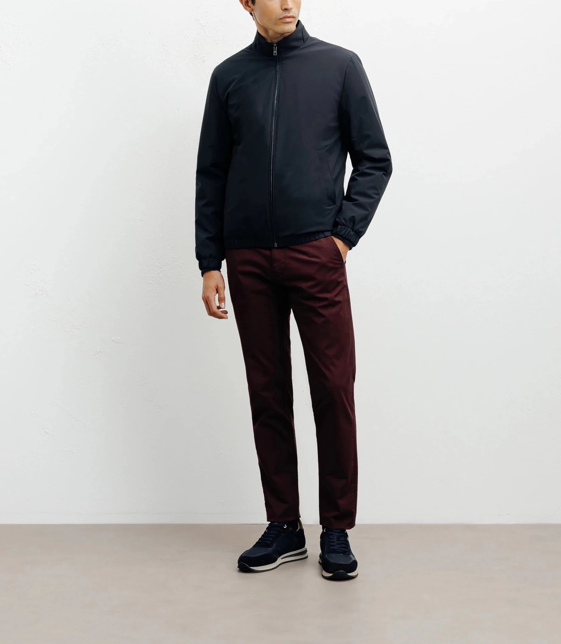 Navy shirt collar jacket
