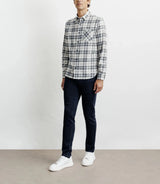 Chemise casual à petits carreaux écru