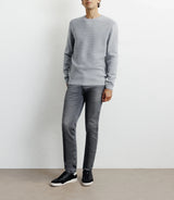 Pull col rond jeux de points gris chiné