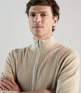 Gilet zippé en maille torsadée beige - IZAC