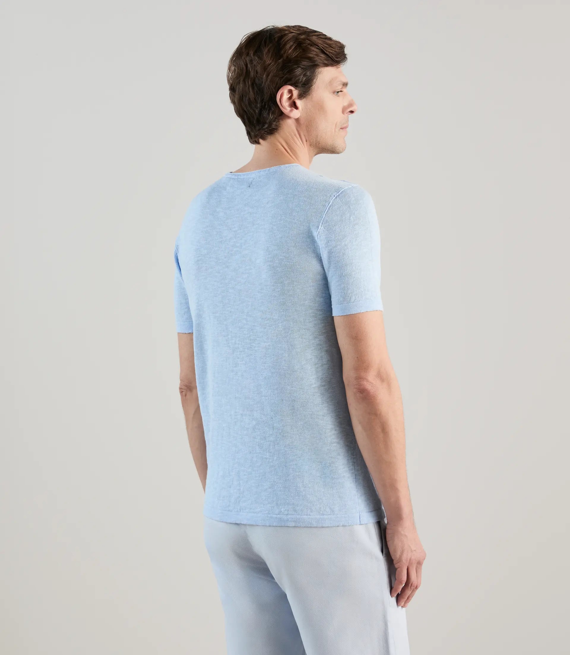 T-shirt à manches courtes avec col tunisien bleu ciel - IZAC