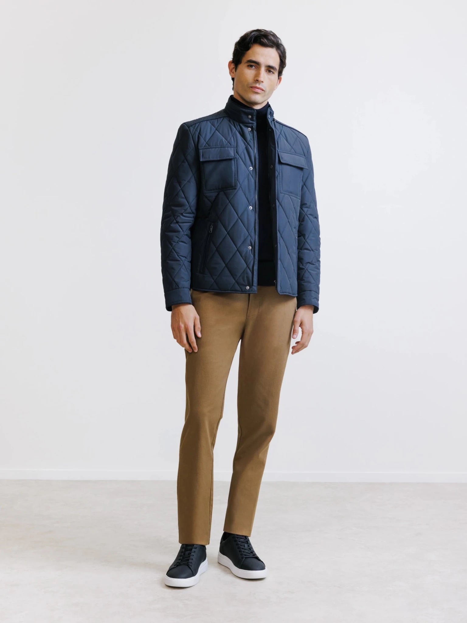 Navy high collar jacket