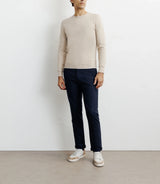 Round-neck sweater in beige cotton