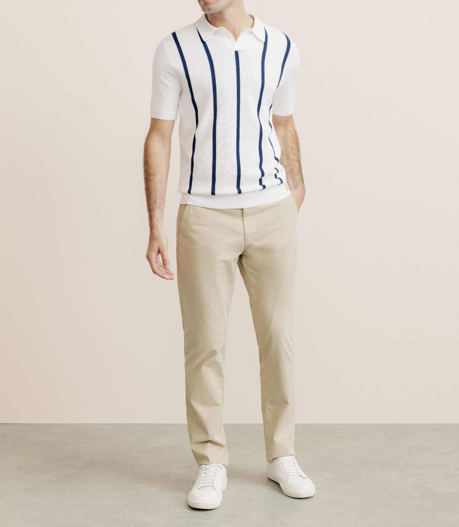 Polo en maille à rayures blanc - IZAC