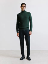 Dark green merino wool turtleneck sweater