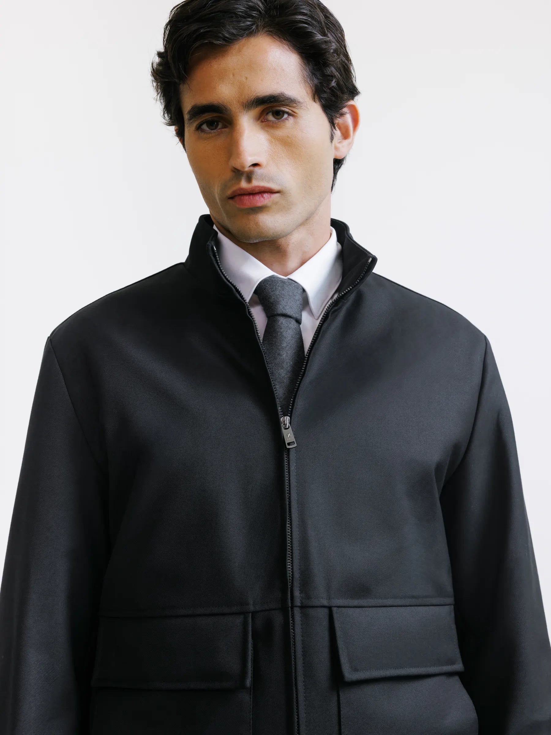 Black high-neck jacket
