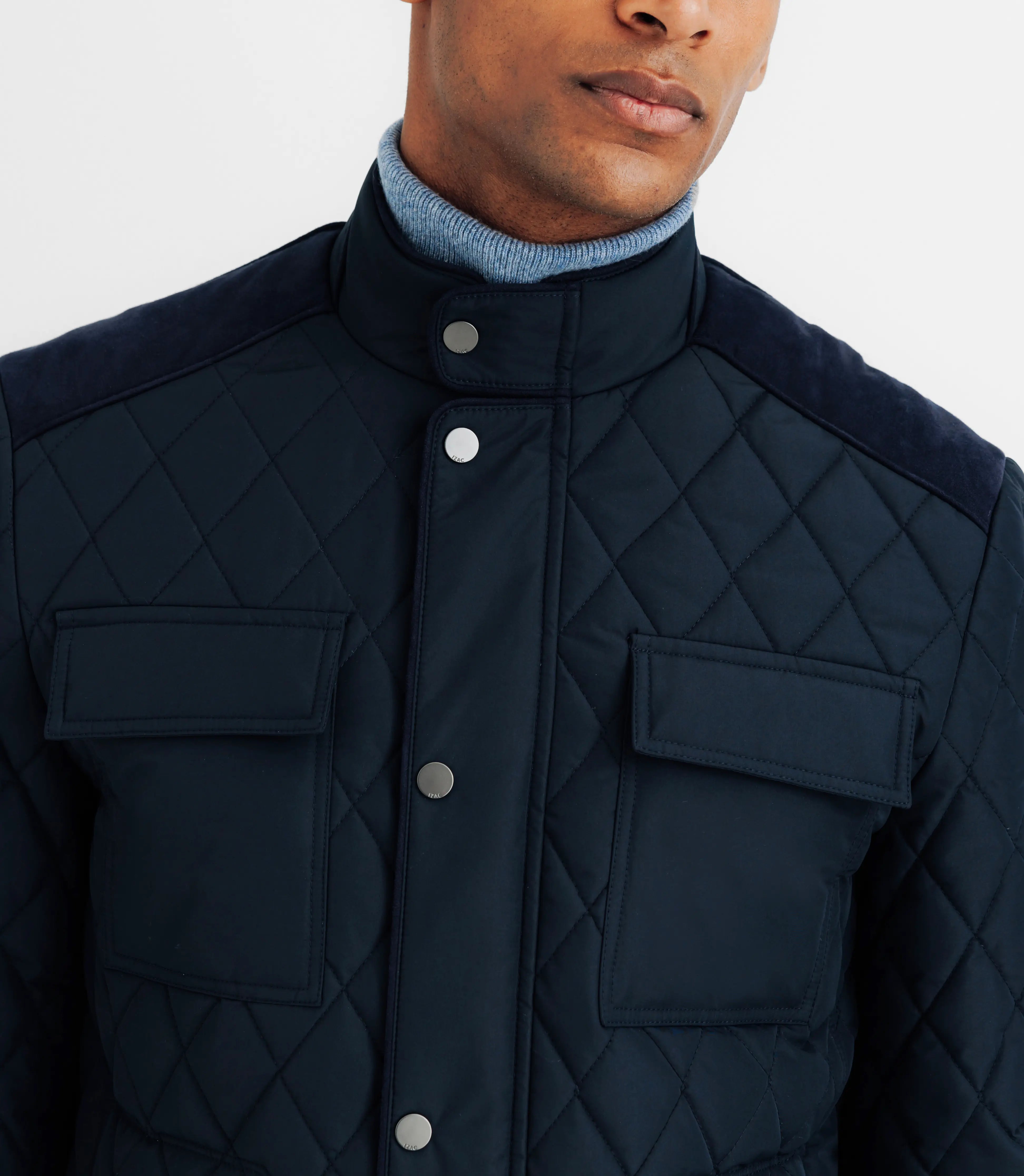 Blouson déperlant col montant marine - IZAC