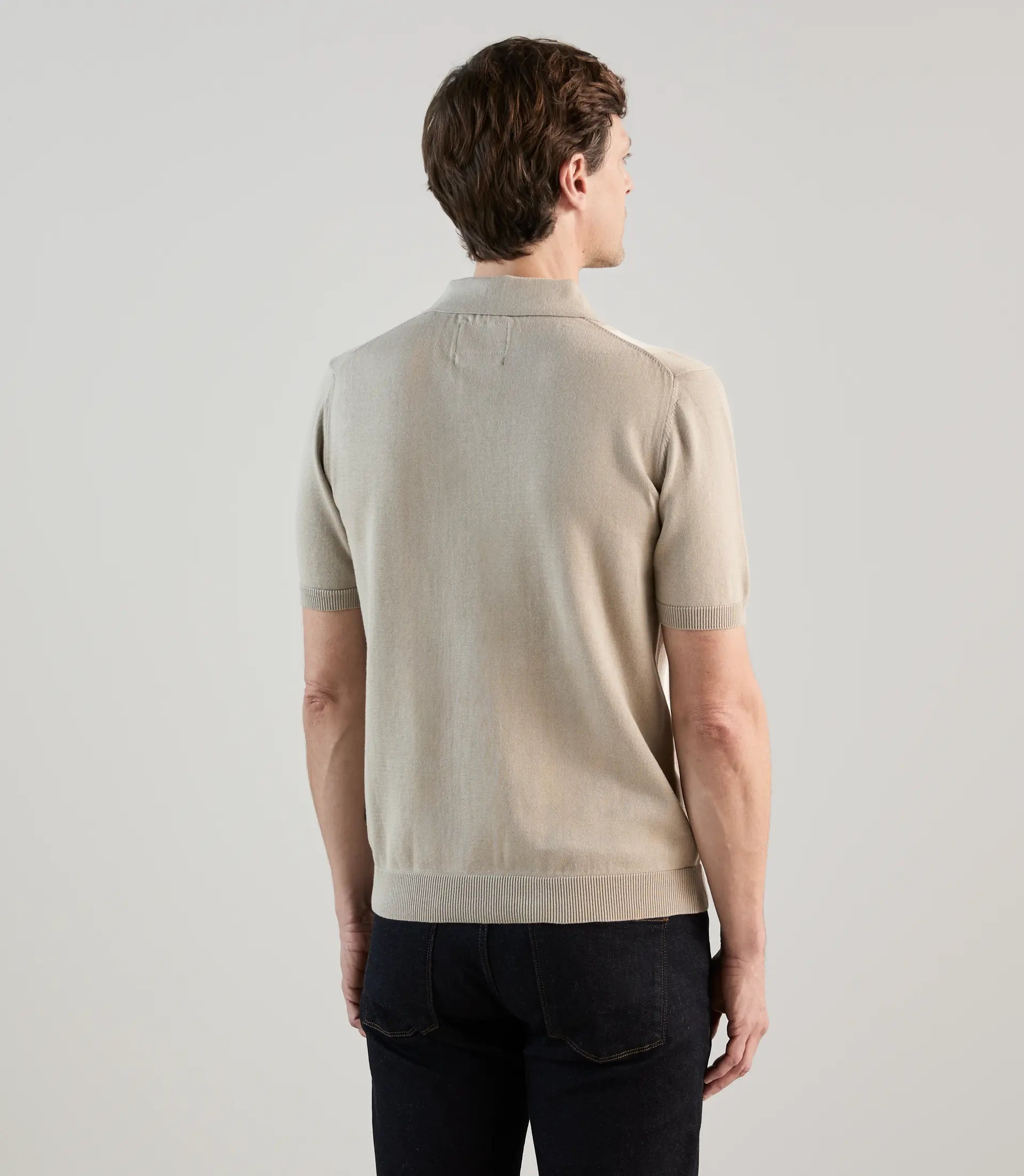 Polo col chemise en maille beige - IZAC