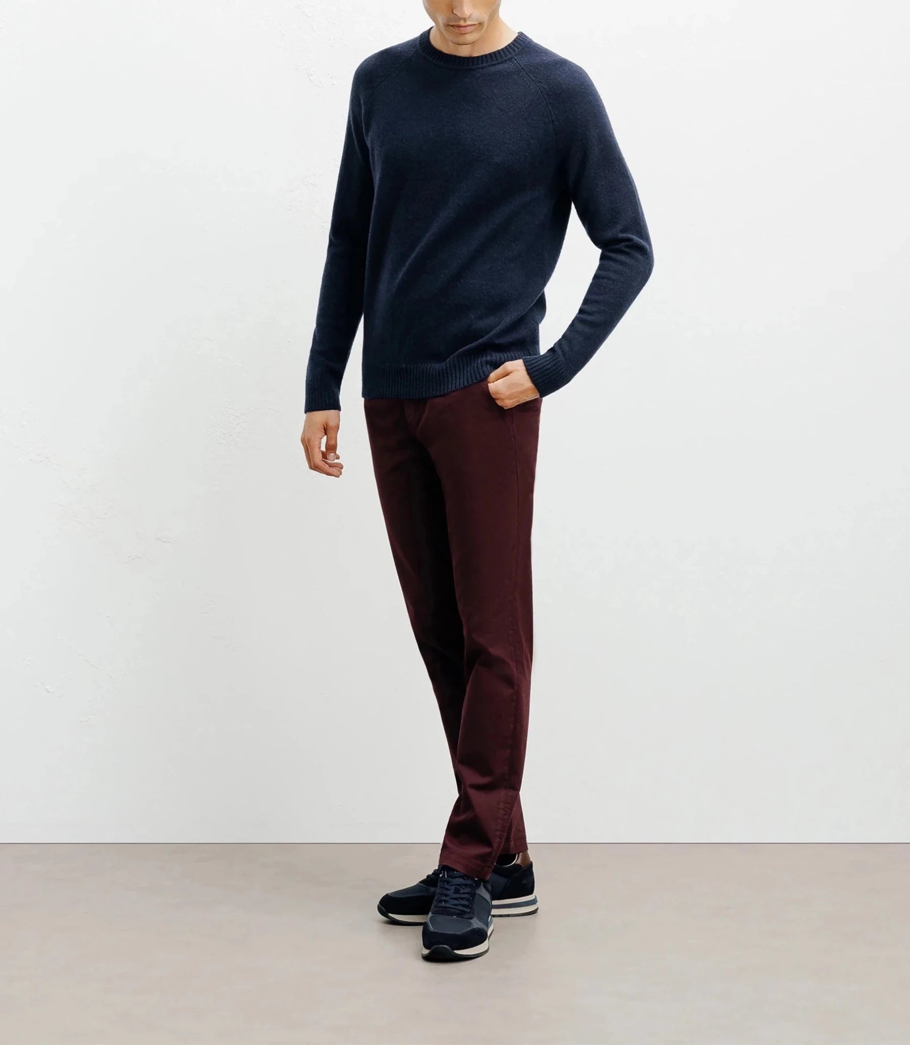 Navy wool round-neck sweater