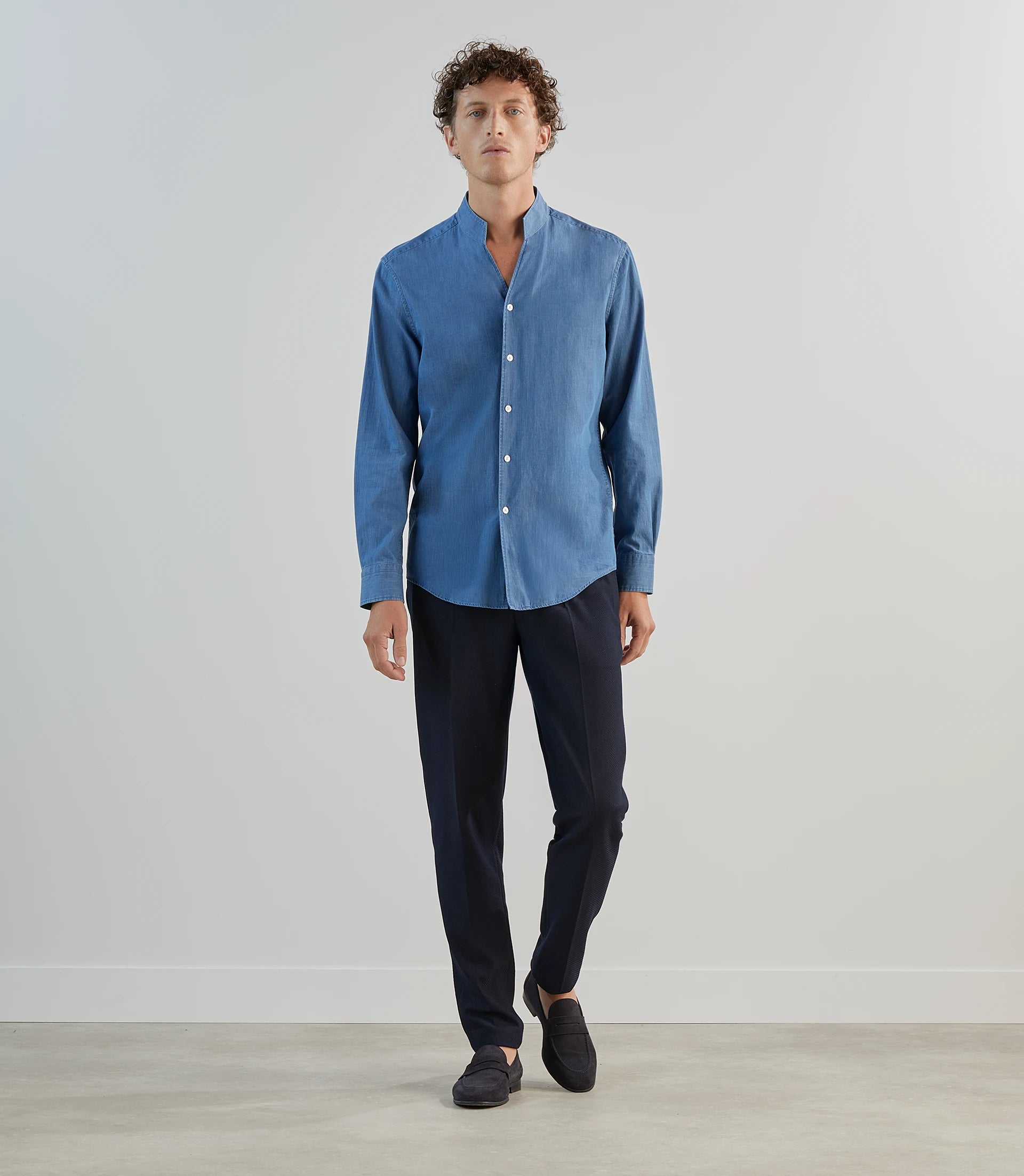 Chemise col philosophe ciel - IZAC