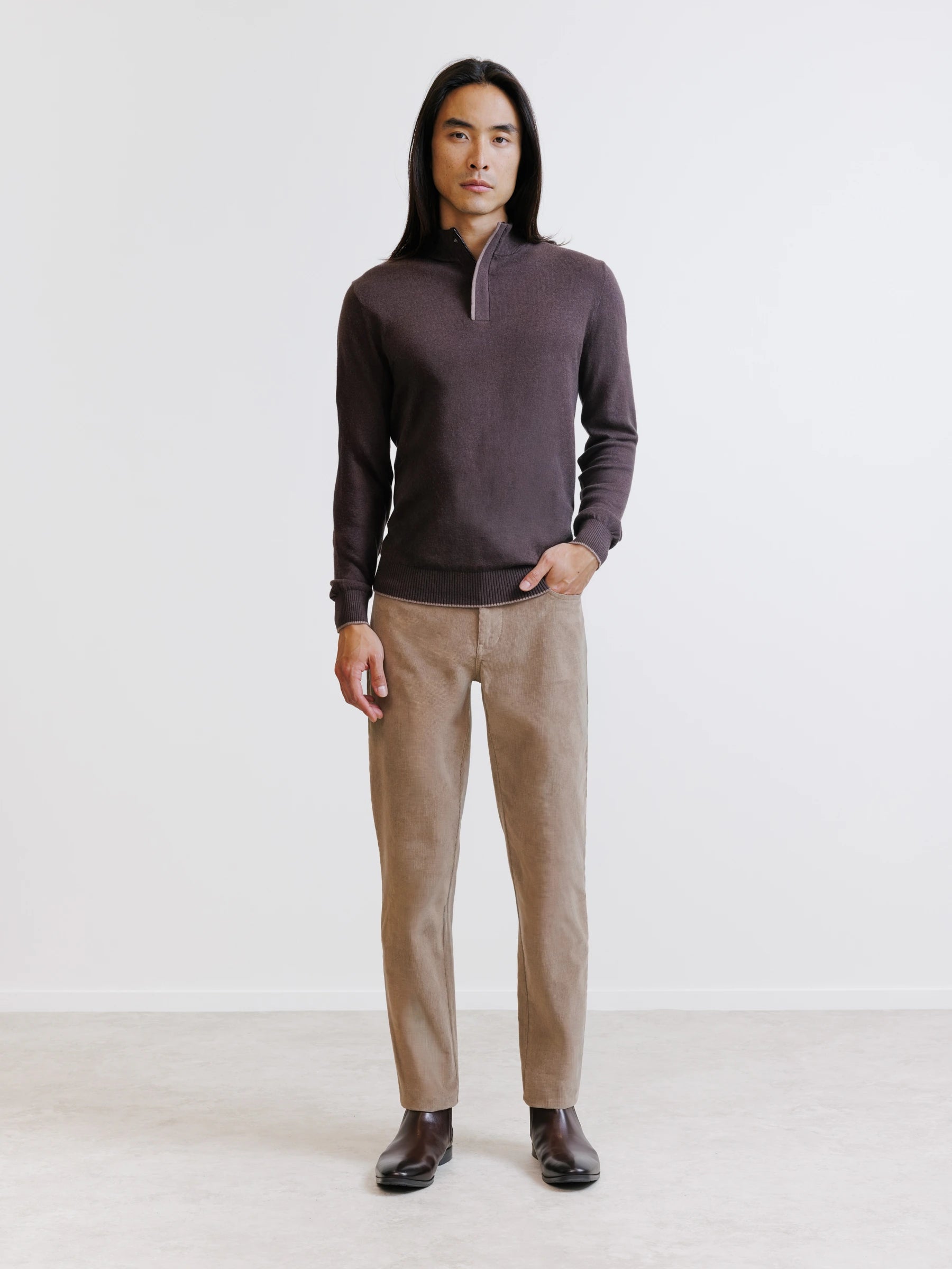 Brown high-neck sweater
