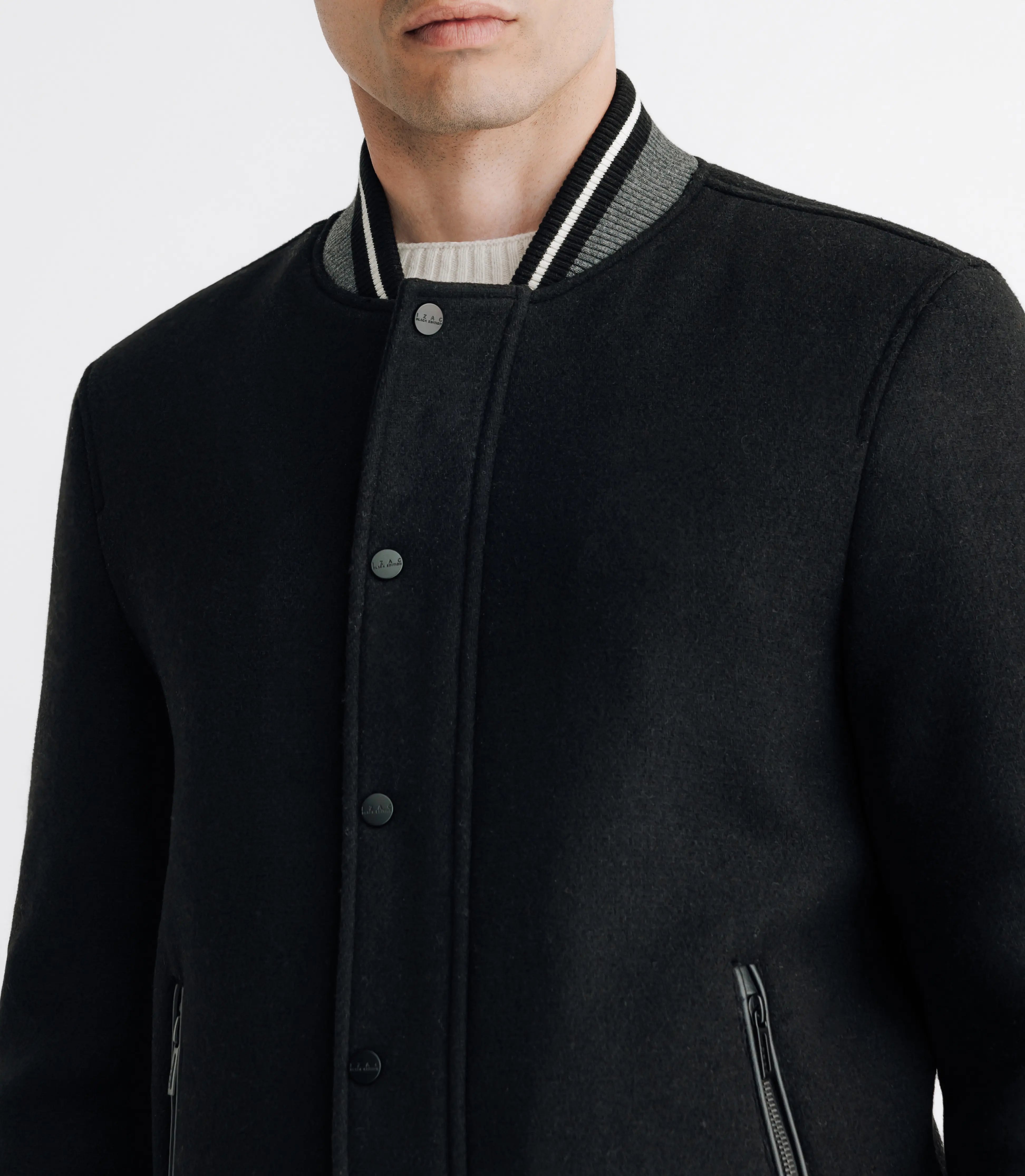 Blouson teddy en laine noir - IZAC