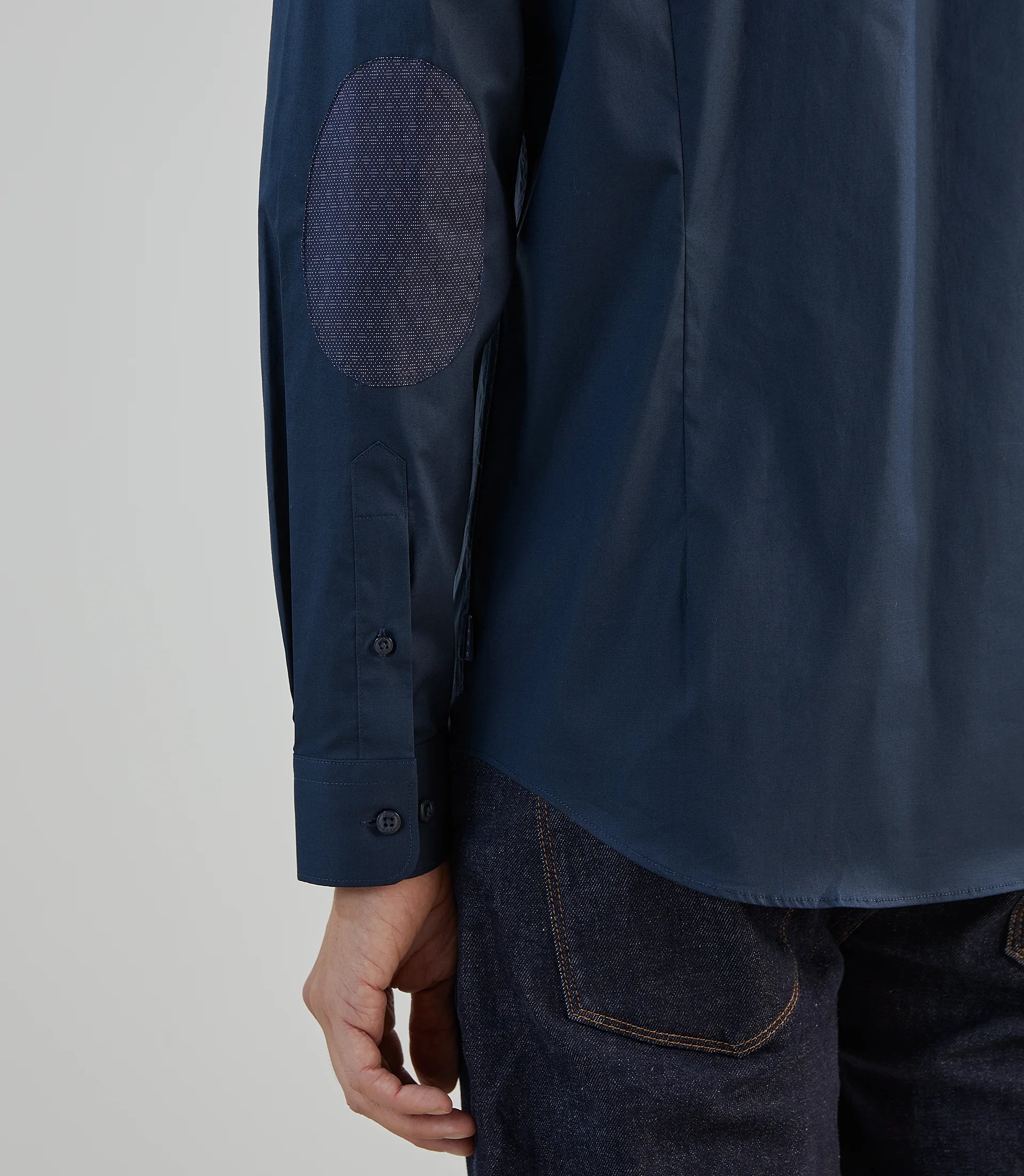 Chemise ville avec coudières marine - IZAC