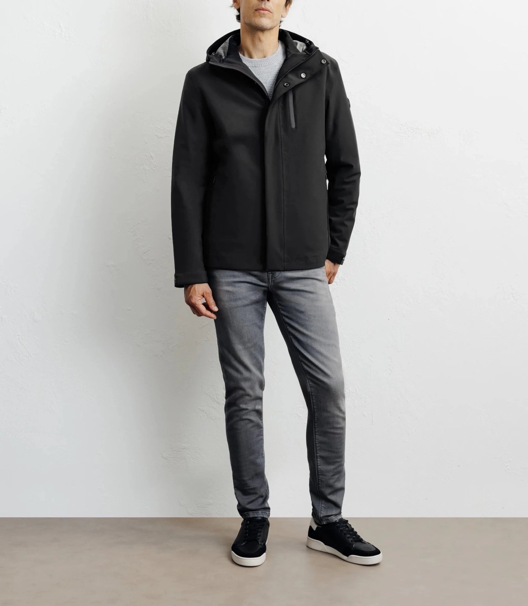 Black 3-in-1 short parka