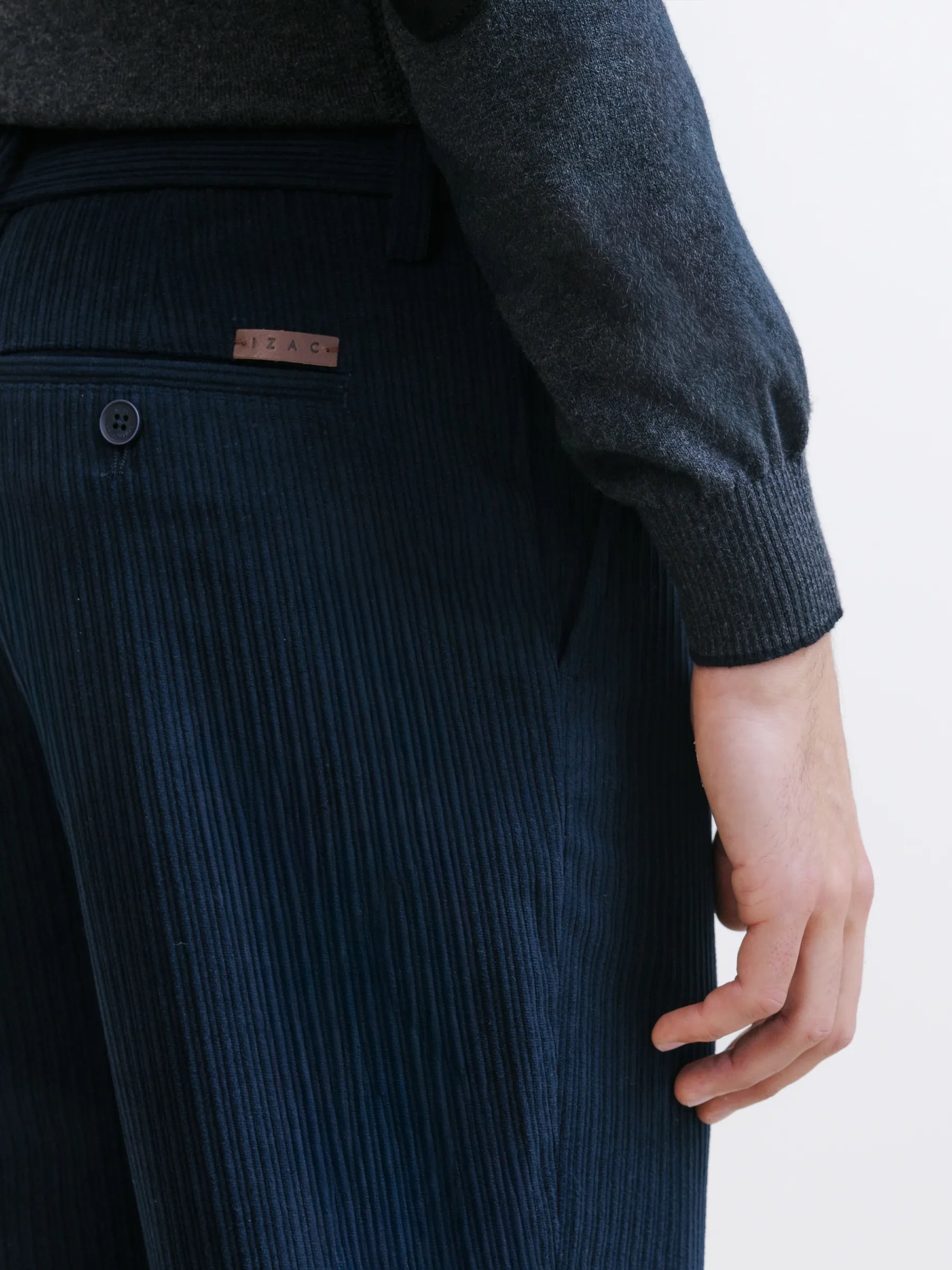 Navy velvet trousers