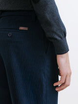 Navy velvet trousers