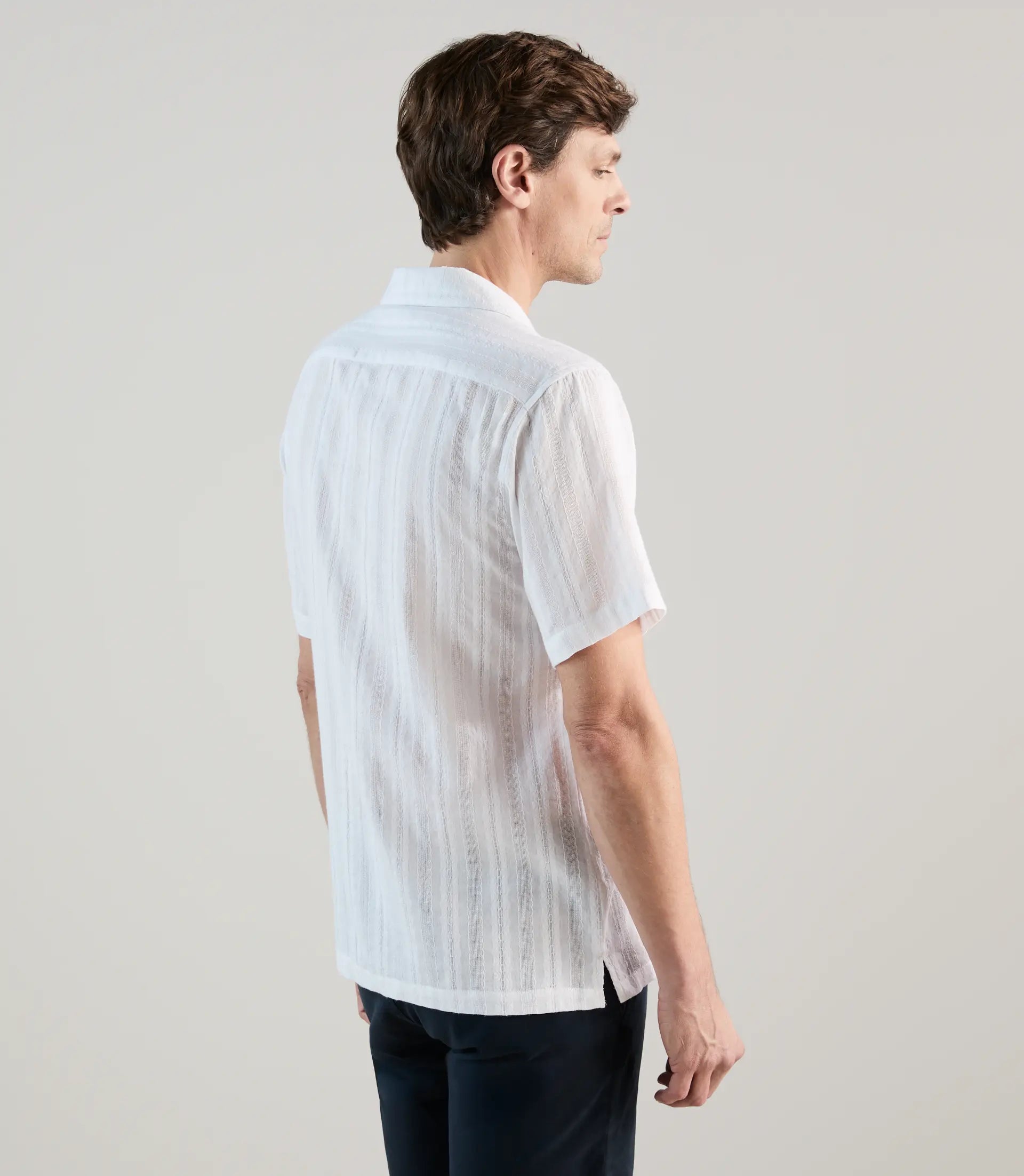 Chemise casual brodée blanche - IZAC
