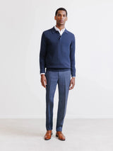 Pull en laine à col polo boutonné marine
