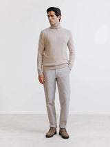 Pull en laine col roulé beige