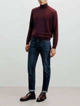 Pull col roulé bordeaux