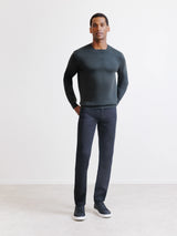 Pull col rond teddy kaki foncé