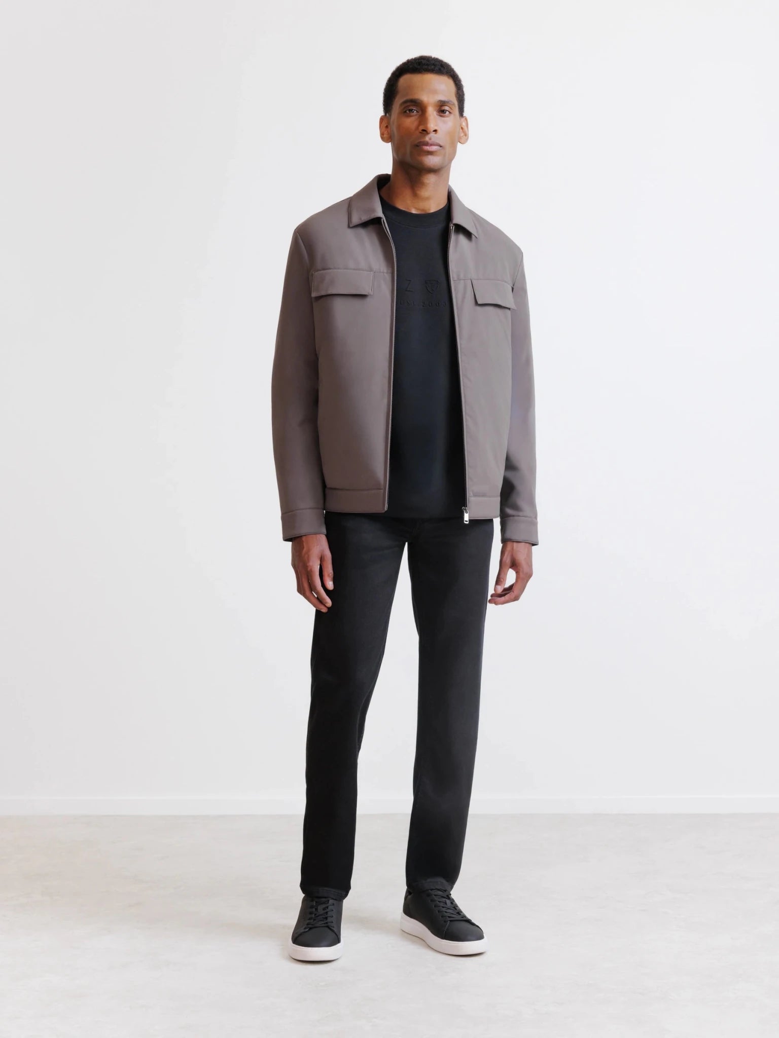 Blouson col chemise taupe - IZAC