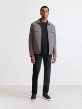 Blouson col chemise taupe