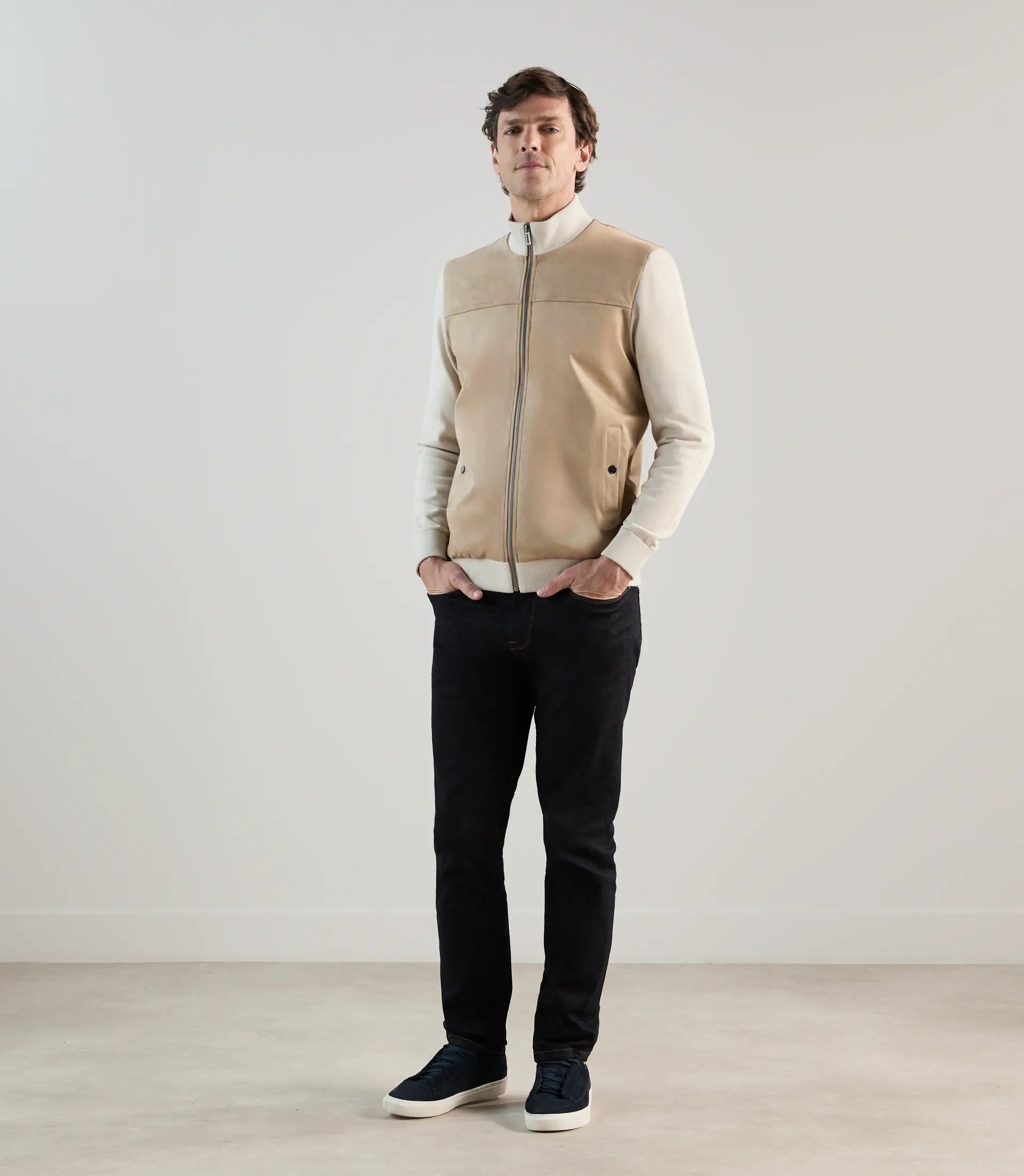 Gilet zip bi - matière beige - IZAC