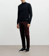 Black half-zip stand-up collar sweater