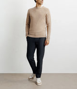 Beige round-neck wool sweater