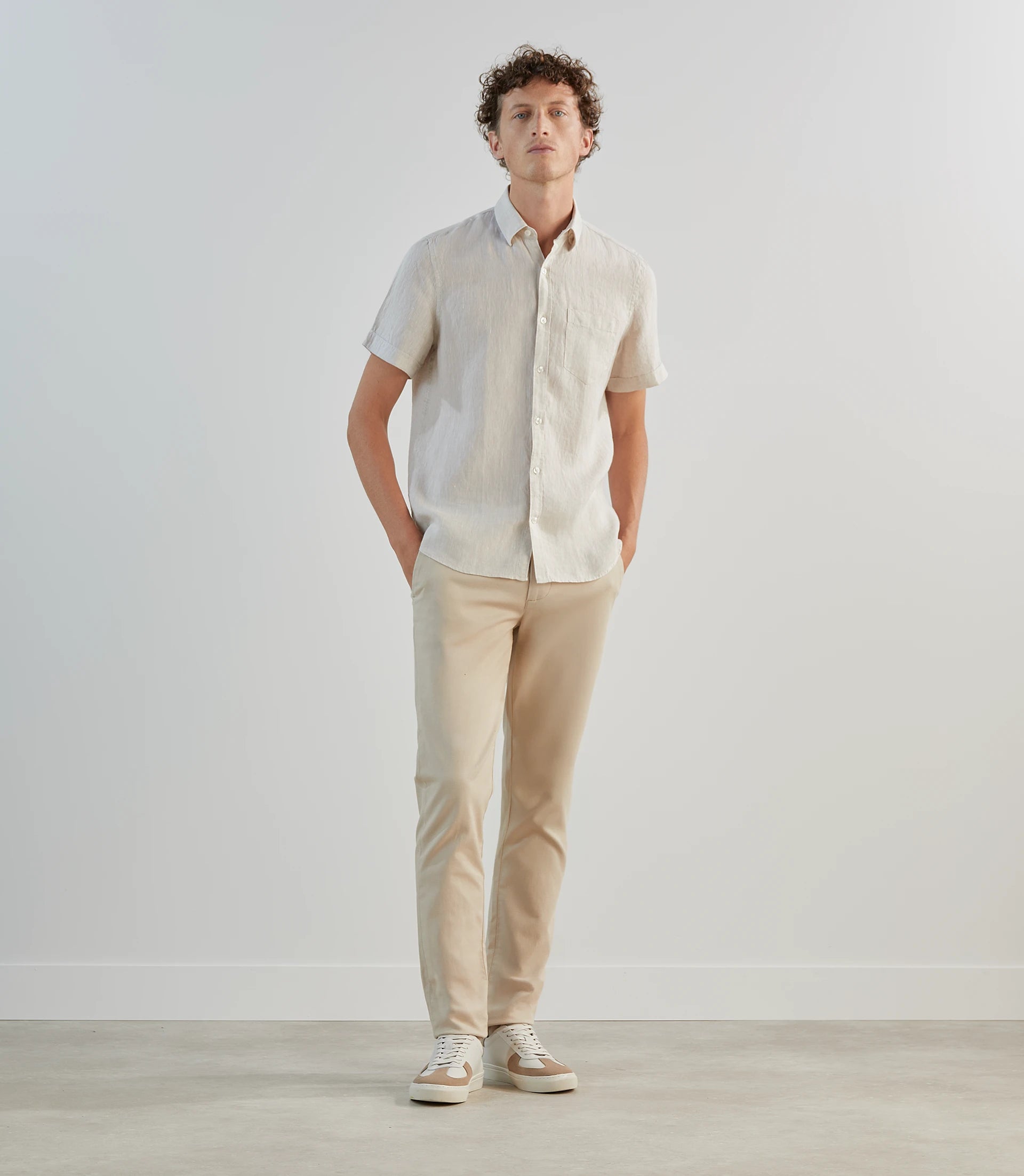 Chemise casual 100% lin beige - IZAC