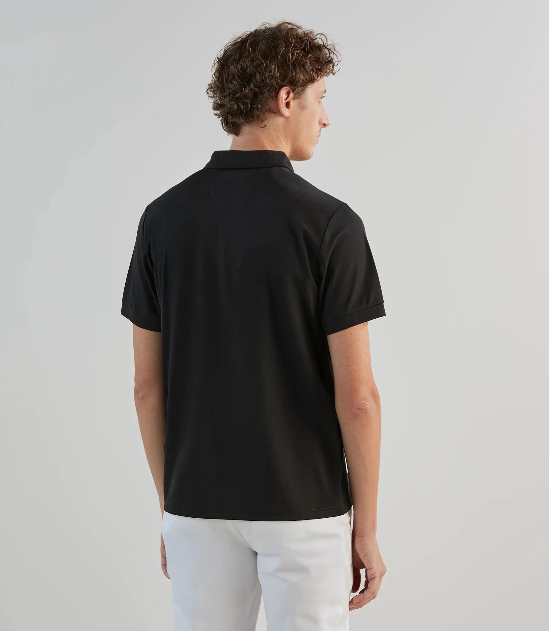 Polo en jersey col zippé noir - IZAC