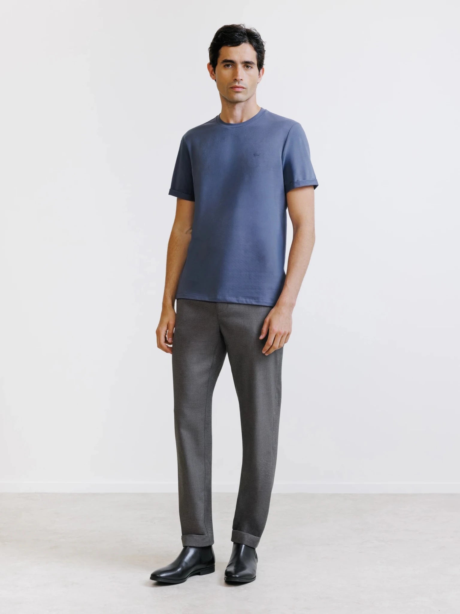 T-shirt col rond bleu gris - IZAC