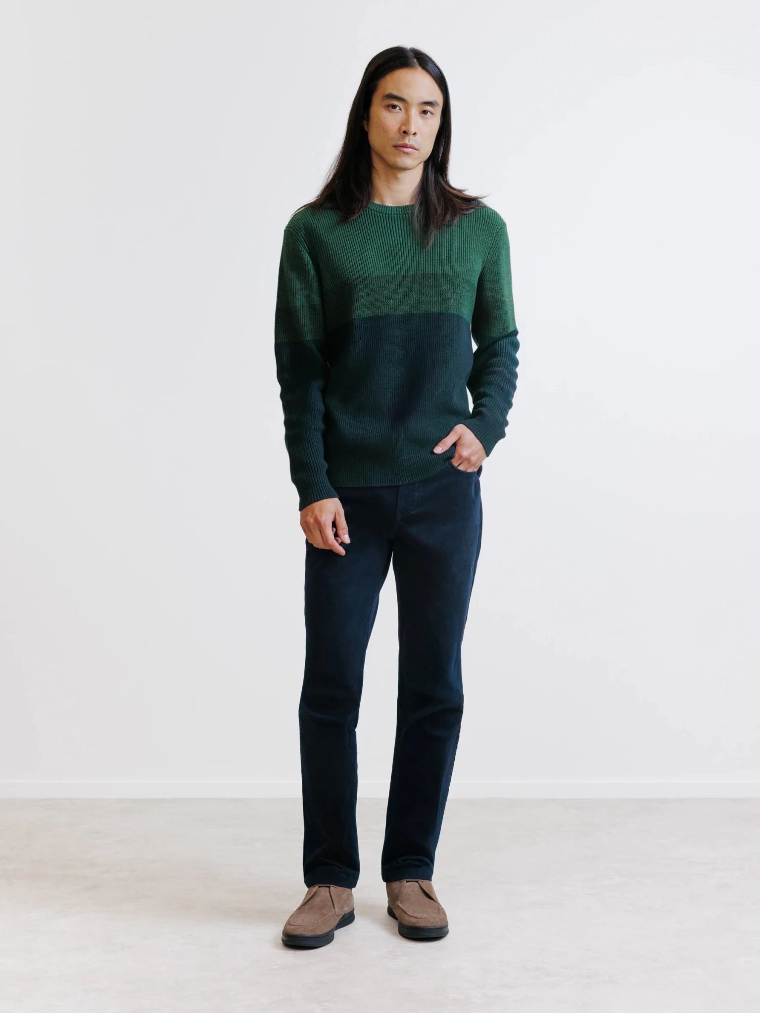 Pull col rond vert foncé - IZAC