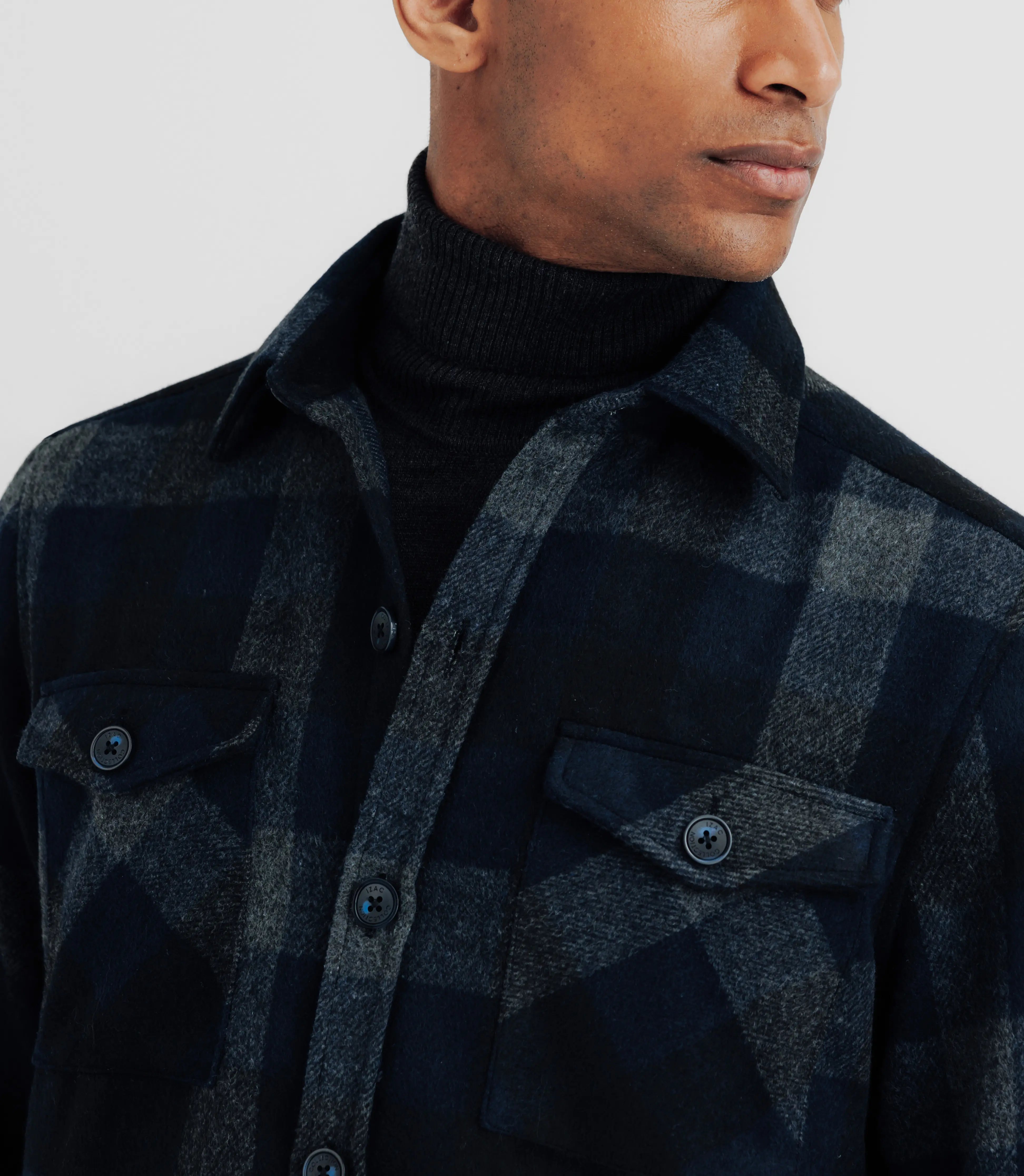 Surchemise col classique à grands carreaux marine - IZAC