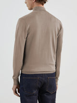 Pull col zip taupe