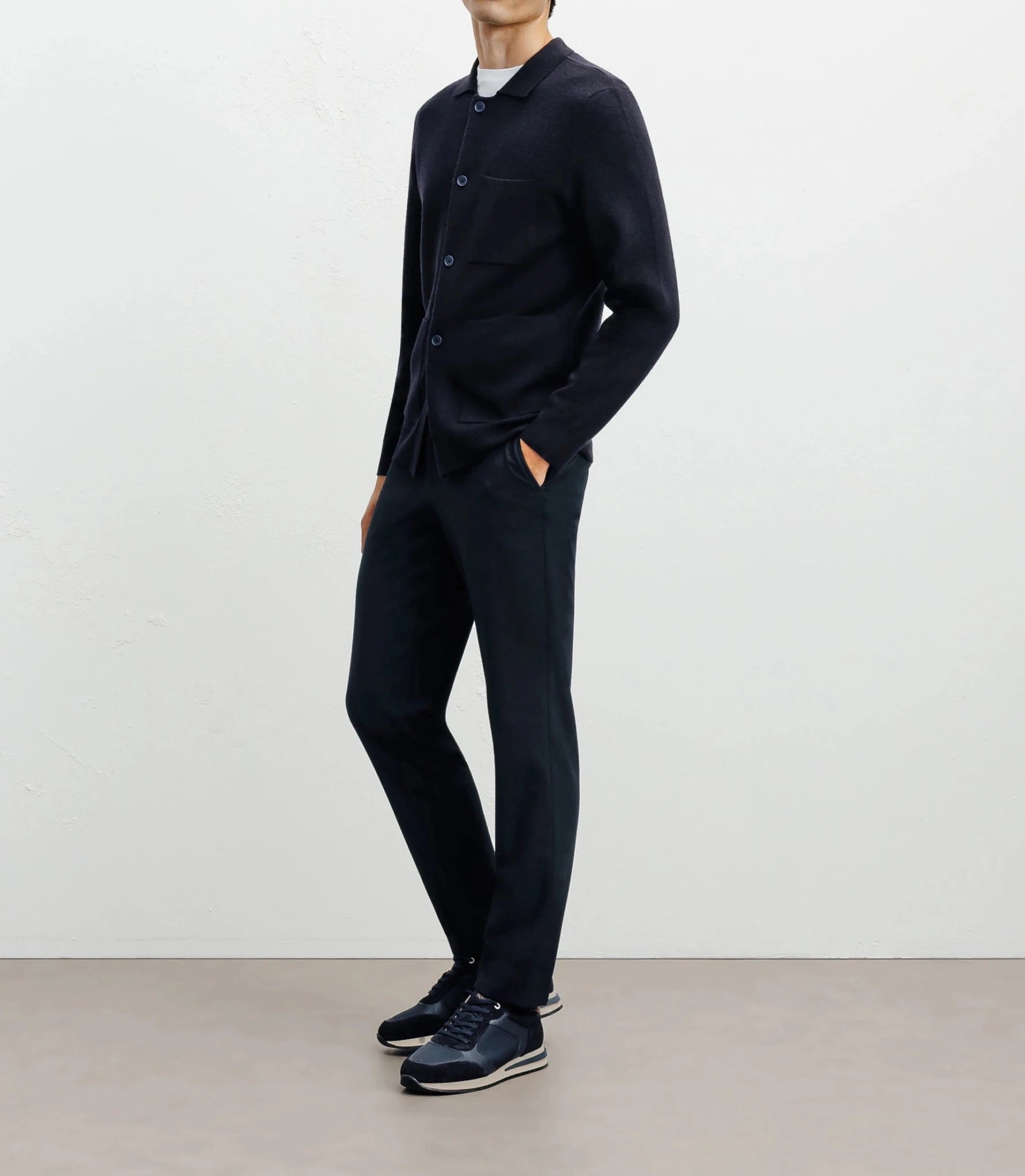 Cardigan surchemise en maille marine