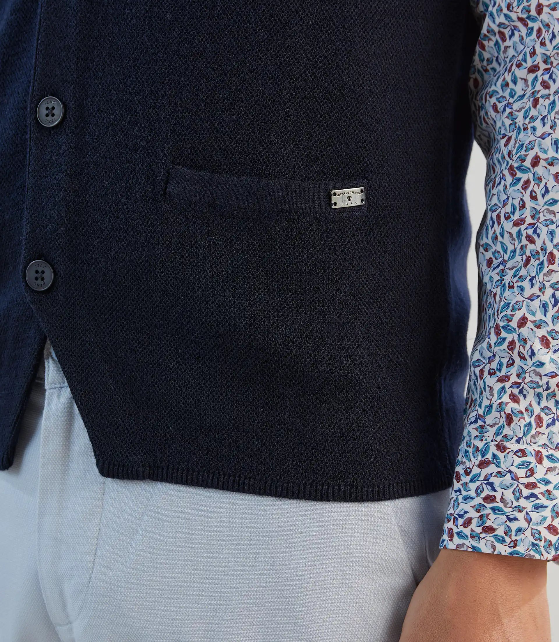 Gilet sans manche en maille marine - IZAC